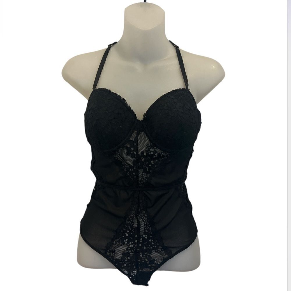 Very Sexy Black Teddy lingerie Lace cheeky back Women’s Small NEW